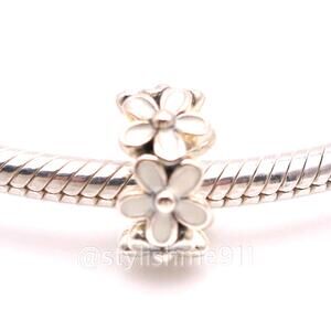 Authentic PANDORA Sterling Silver White Daisy Flower Spacer Charm